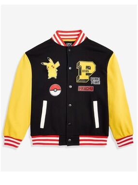 Epic Threads Pokémon Pikachu Varsity Jacket Navy and Yellow kids size XS (5-6)